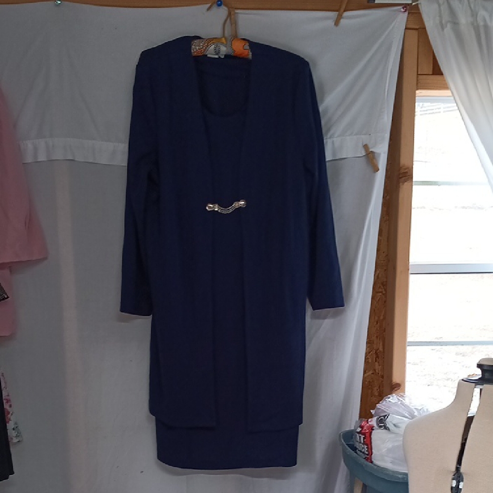 Chic Long Sleeve Navy Dress